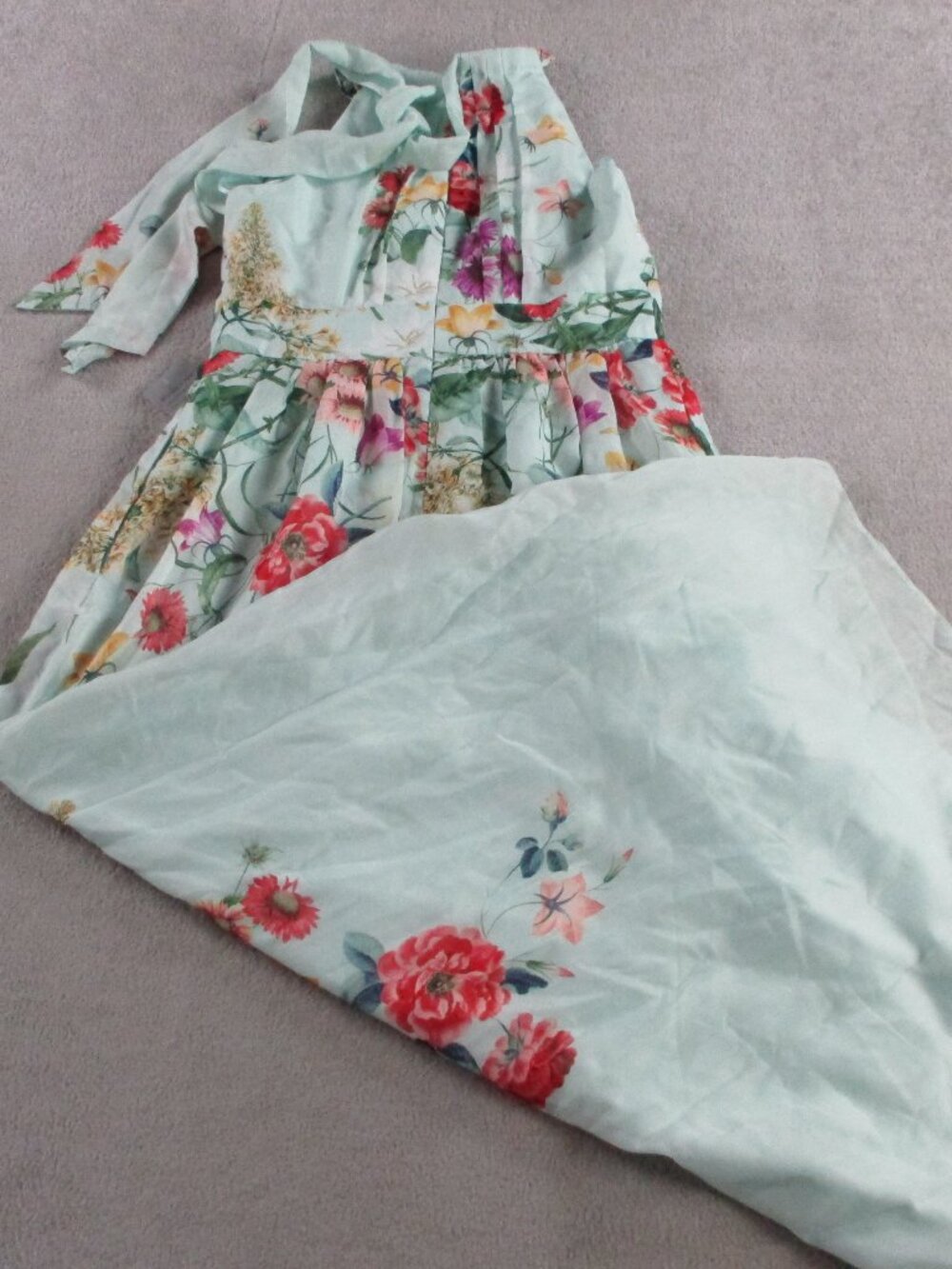 Eliza J Floral Halter Neck Maxi Dress Womens 10 Mint Green Sleeveless NEW $198 - Picture 4 of 9